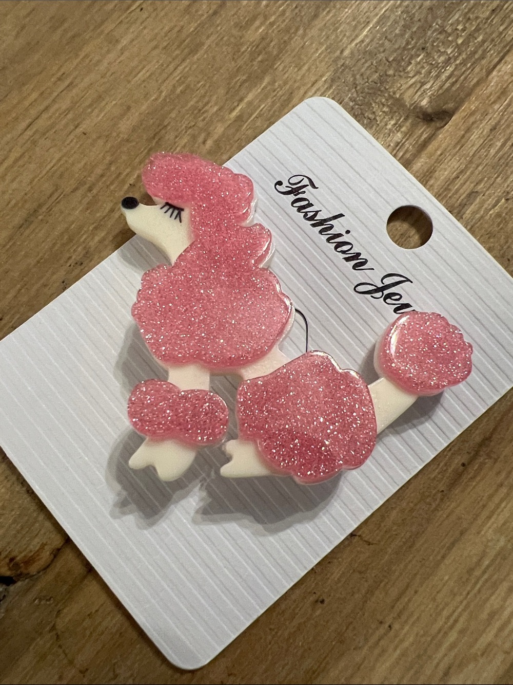 3/$18 Fashion Jewelry Pink Glitter Poodle Brooch Lot 2177